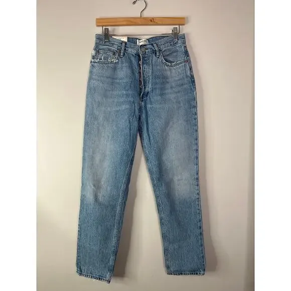 NWT Agolde Fen High Rise Relaxed Tapered Straight Cut Button Jeans Quarrel - Picture 2 of 8